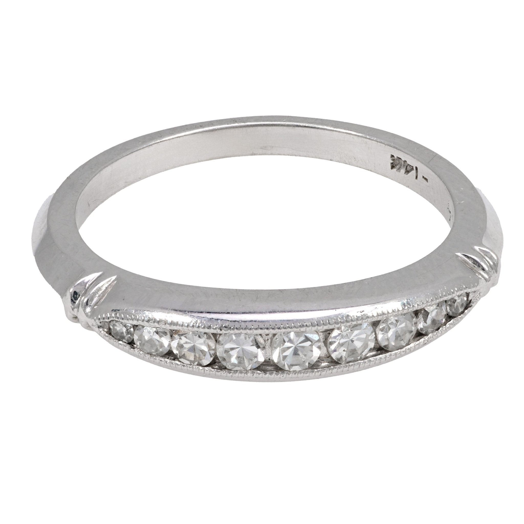 Art Deco diamond 14k white gold eternity band