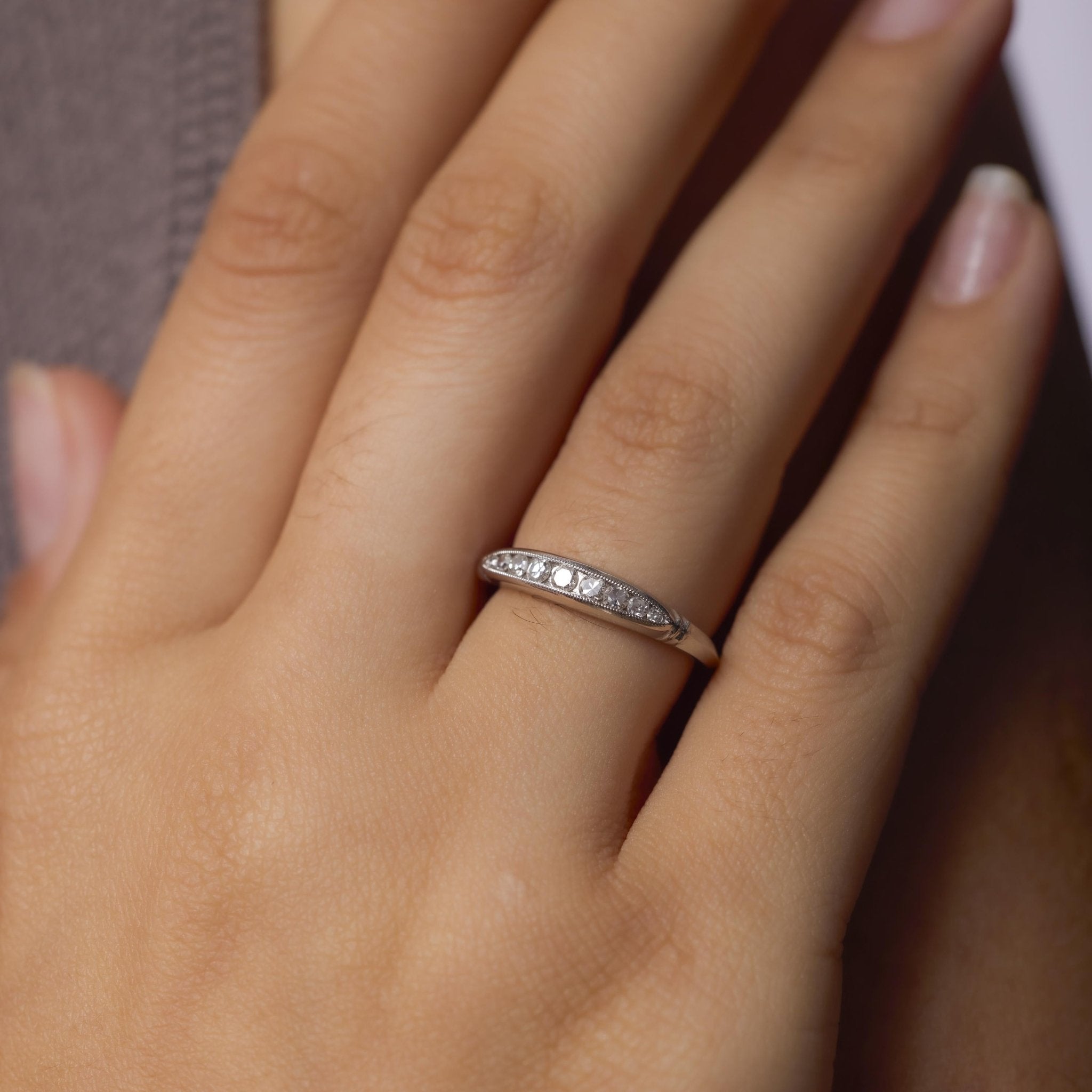 Art Deco diamond 14k white gold eternity band