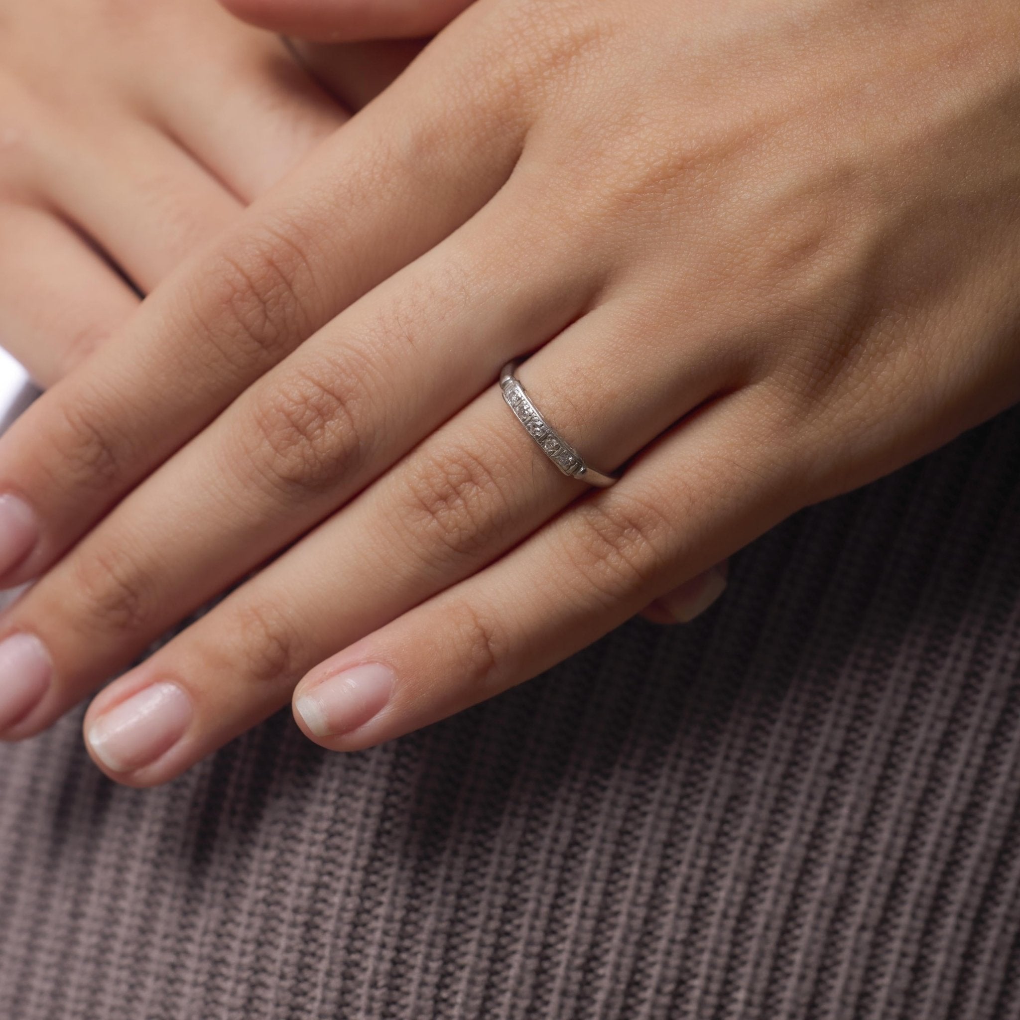 Art Deco diamond platinum wedding band