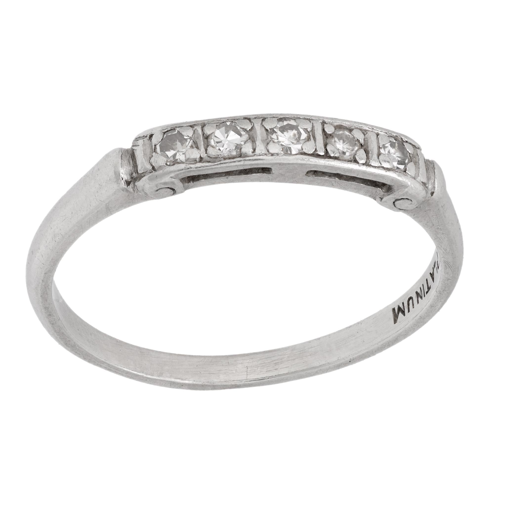 Art Deco diamond platinum wedding band