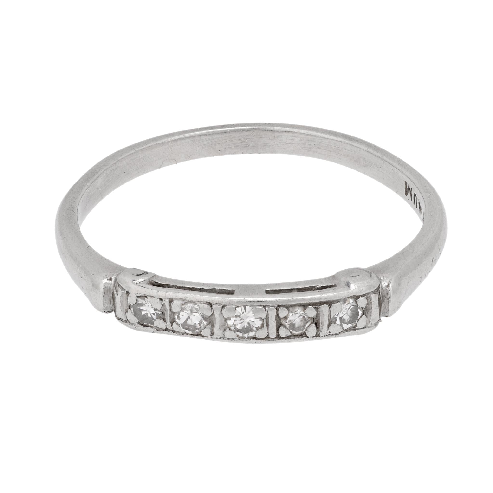 Art Deco diamond platinum wedding band