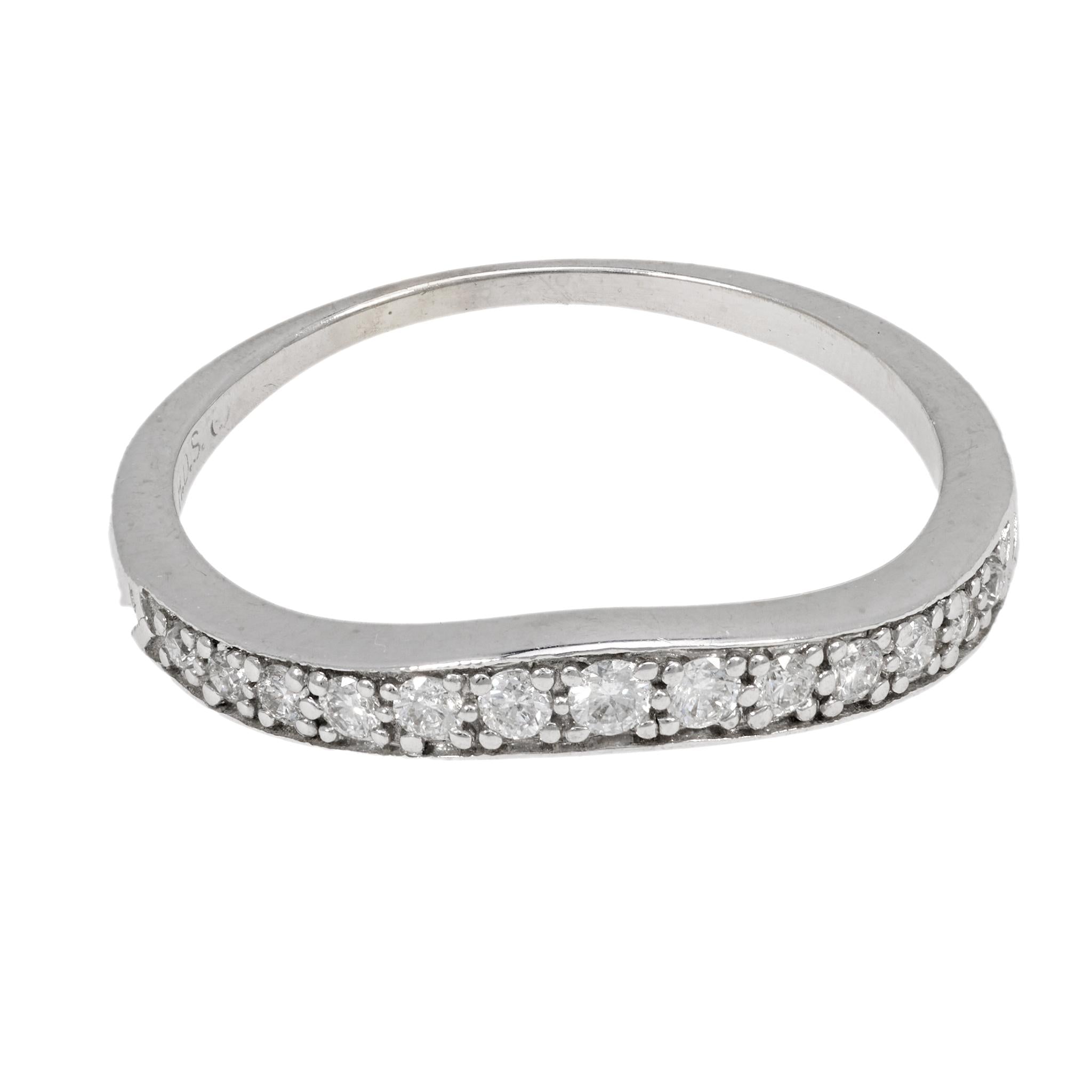 Vintage diamond 14k white gold wedding band