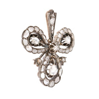 Antique 2.5 carat total weight diamond 14k rose gold silver clover pendant