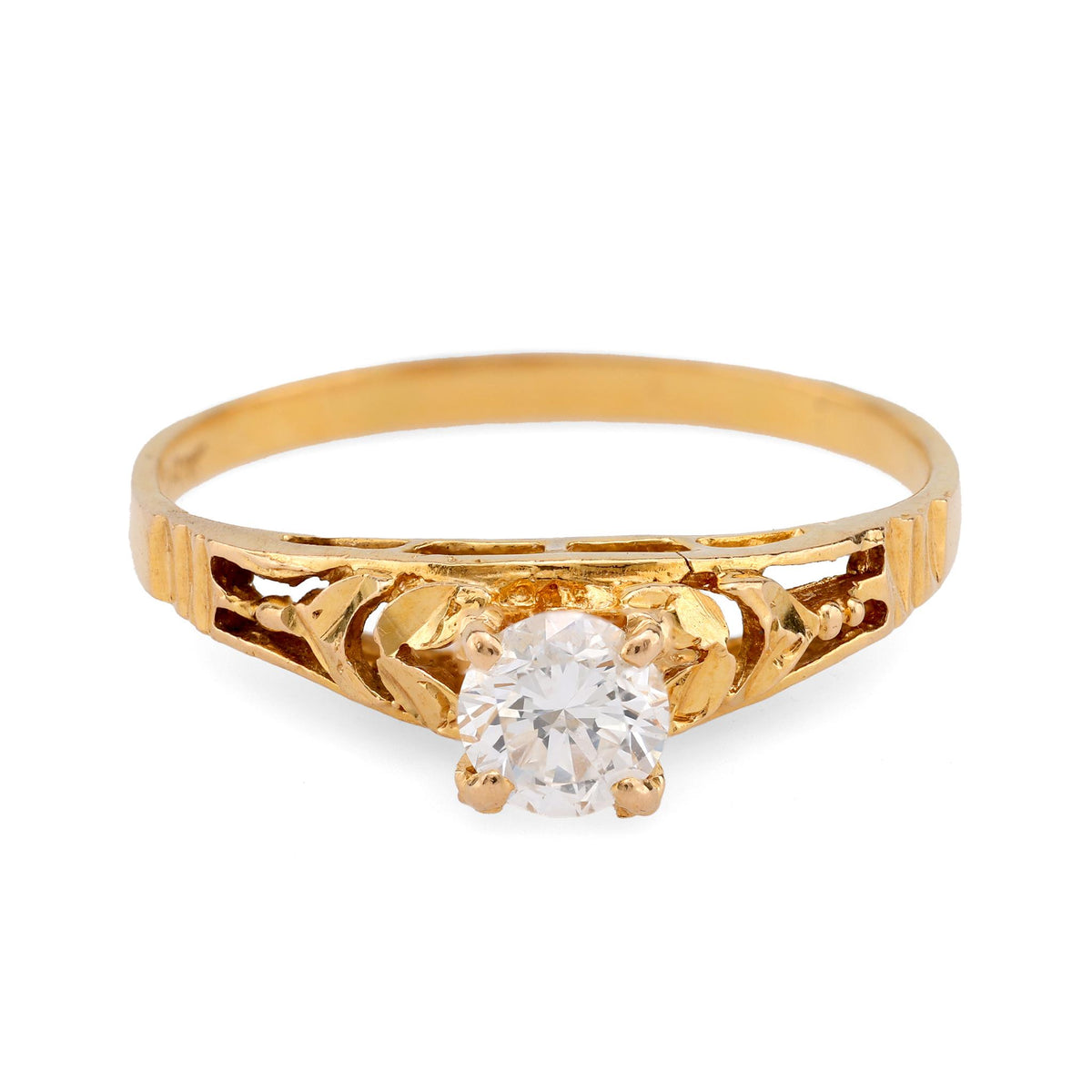 Vintage diamond 18k yellow gold solitaire ring