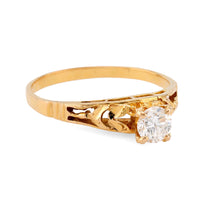 Vintage diamond 18k yellow gold solitaire ring