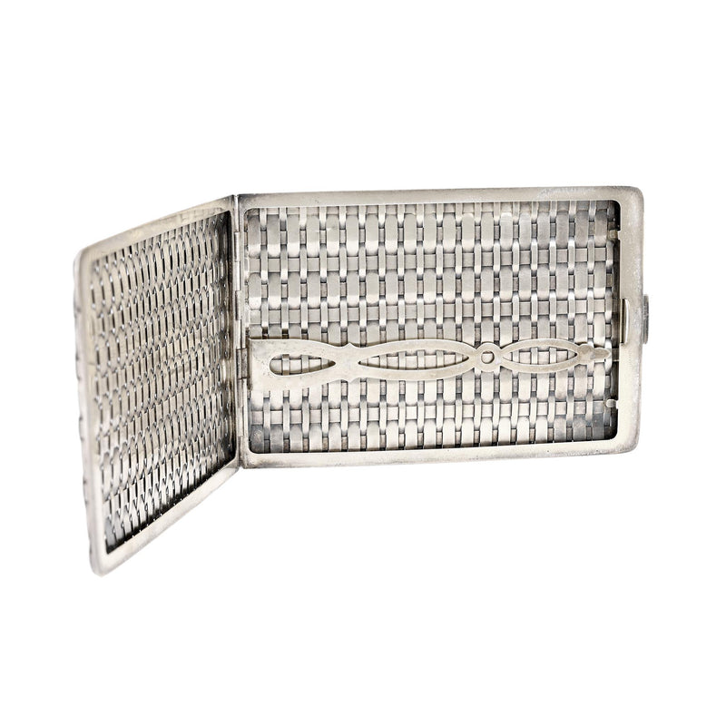 Art Deco Cartier silver weave pattern cigarette case