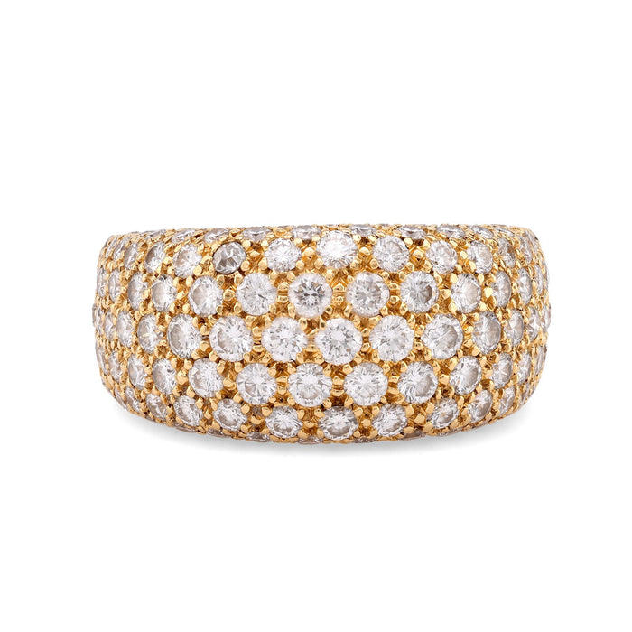 Cartier pave diamond 18k yellow gold bombe style band