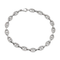 Contemporary diamond 14k white gold link bracelet