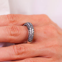 Contemporary 2.50 carat total weight diamond 18k white gold pave ring