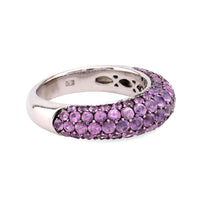 Contemporary 3.20 carat total weight pink sapphire 18k white gold pave ring