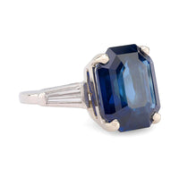 GIA 7.15 carat sapphire diamond platinum three stone ring