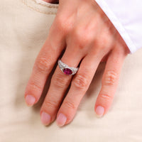 GIA 1.14 carat no heat ruby diamond platinum ring