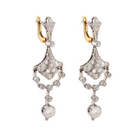 Art Deco inspired 3 carat total weight diamond platinum chandelier earrings