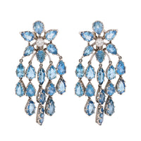 Mid Century inspired 14 carat aquamarine diamond chandelier earrings