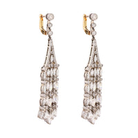 Art Deco inspired 8 carat total weight diamond 18k gold chandelier earrings