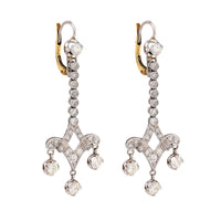 Art Deco inspired 3 carat total weight diamond platinum drop earrings