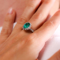 Bailey Banks & Biddle 2.05 carat emerald diamond 18k white gold cluster ring