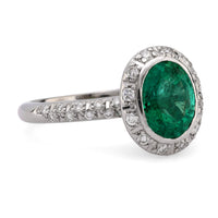 Bailey Banks & Biddle 2.05 carat emerald diamond 18k white gold cluster ring