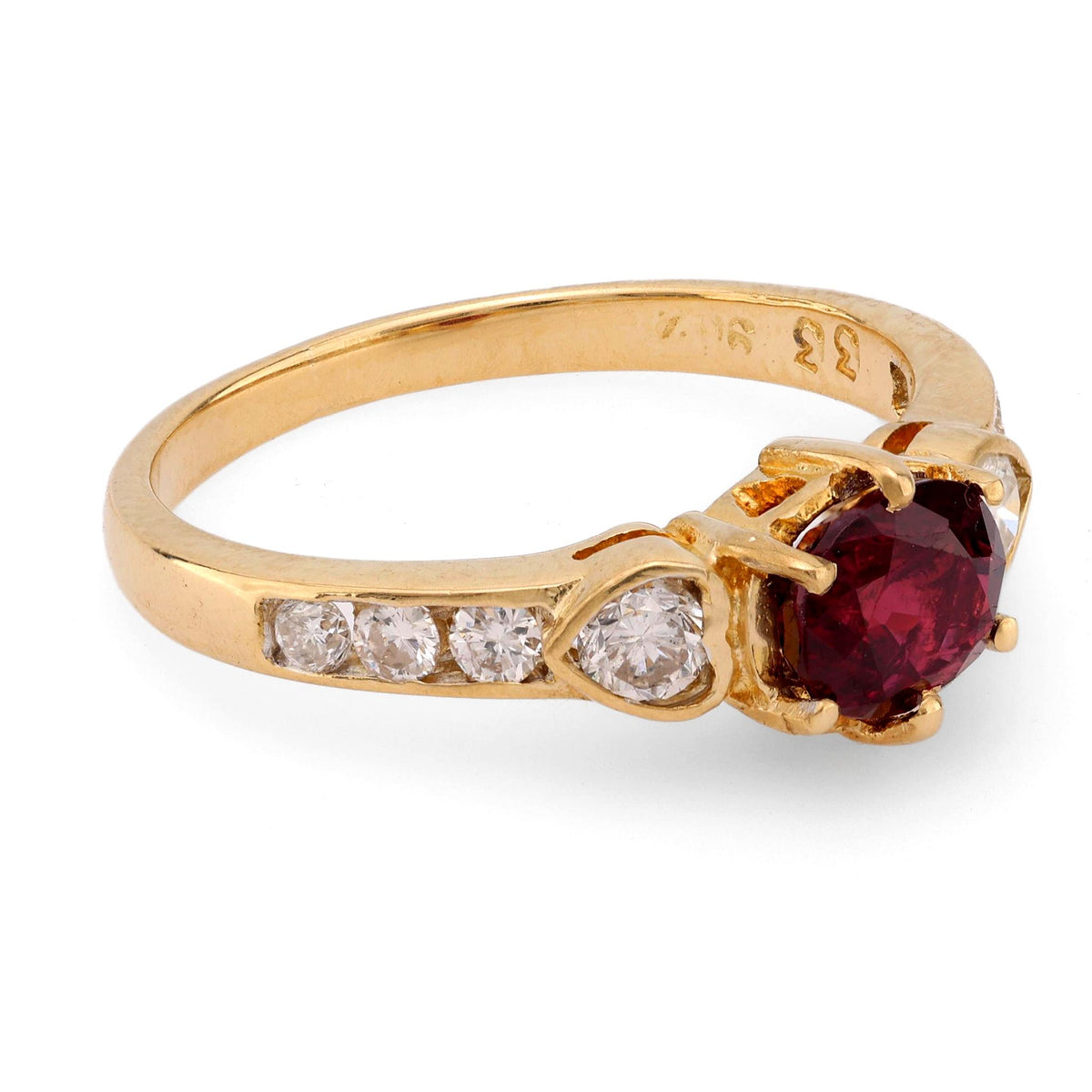 Vintage ruby diamond 18k yellow gold ring