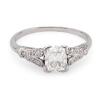 Art Deco GIA 1.03 carat old mine cut diamond platinum engagement ring