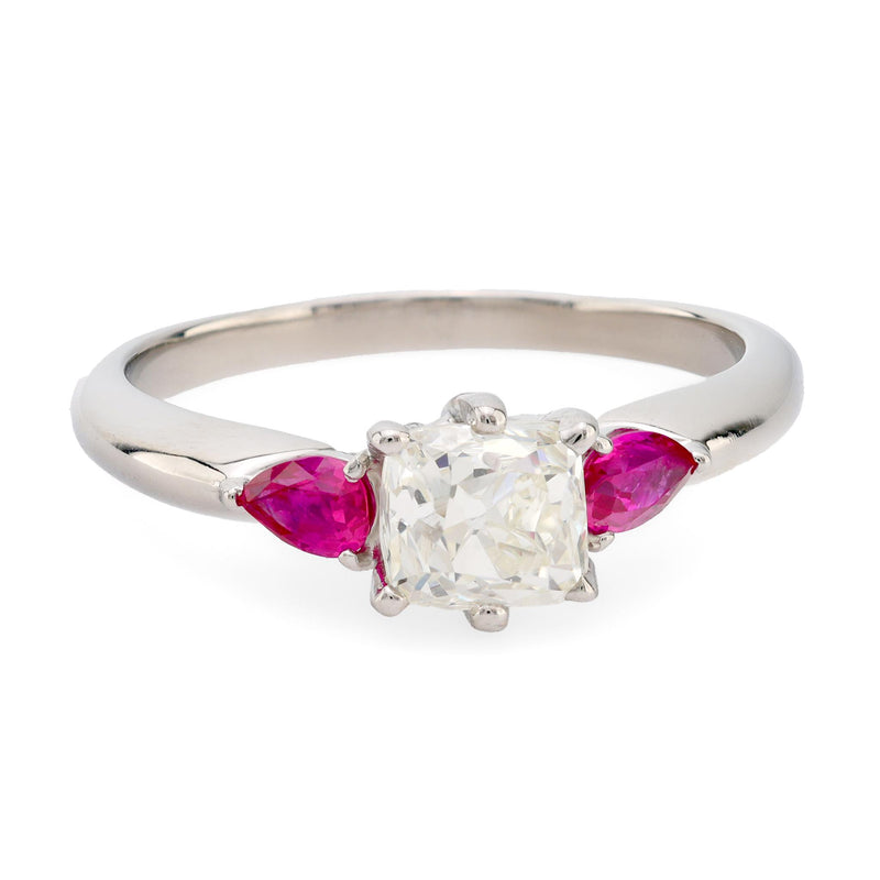 Vintage platinum diamond ruby ring