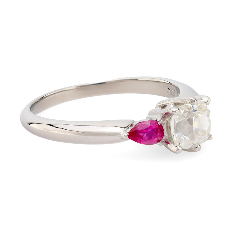 Vintage platinum diamond ruby ring