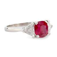 Mid-Century GIA 1.56 carat ruby platinum diamond ring