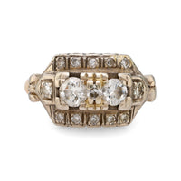 Art Deco diamond 14k yellow and white gold ring