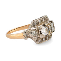 Art Deco diamond 14k yellow and white gold ring