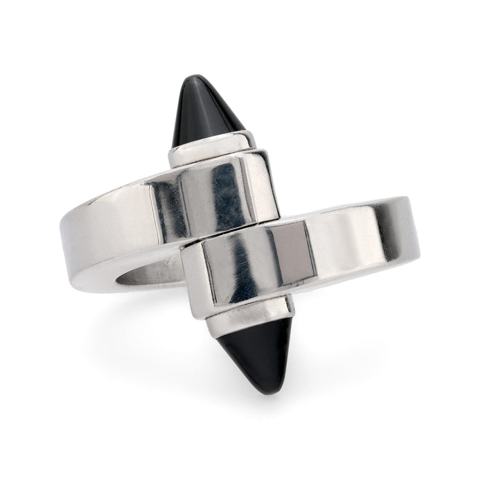 Cartier onyx 18k white gold menotte bypass ring