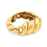 Iconic David Webb 18k yellow gold hammered link bracelet