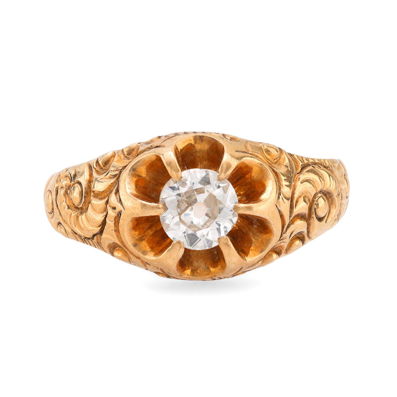 Victorian 14k yellow gold old cut diamond ring