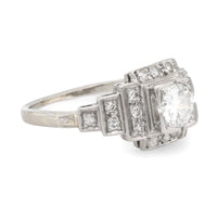 Art Deco 14k white gold diamond engagement ring