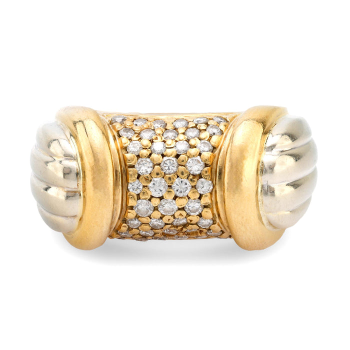 French vintage 18k white and yellow gold diamond ring