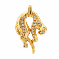 French 18k yellow gold diamond panther pendant