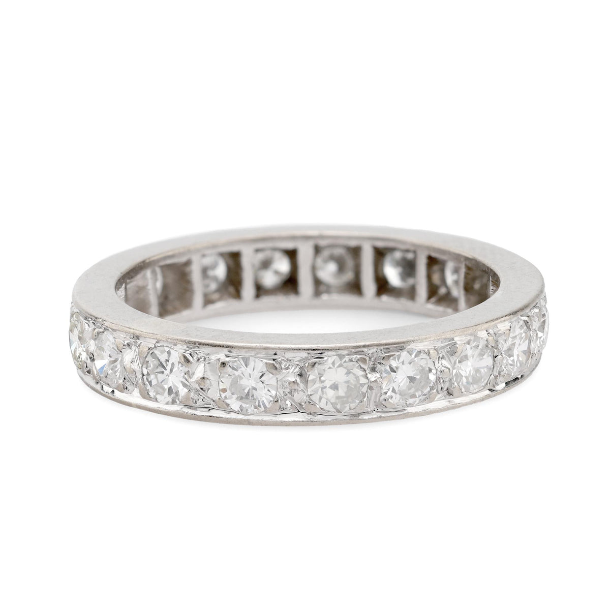 Vintage French 18k white gold diamond eternity band