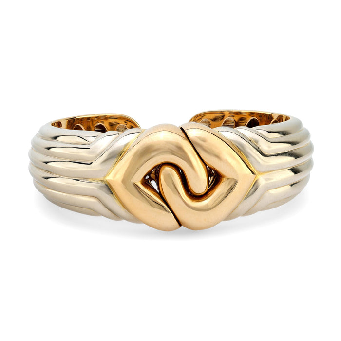 Bulgari 18k white and yellow gold cuff bracelet