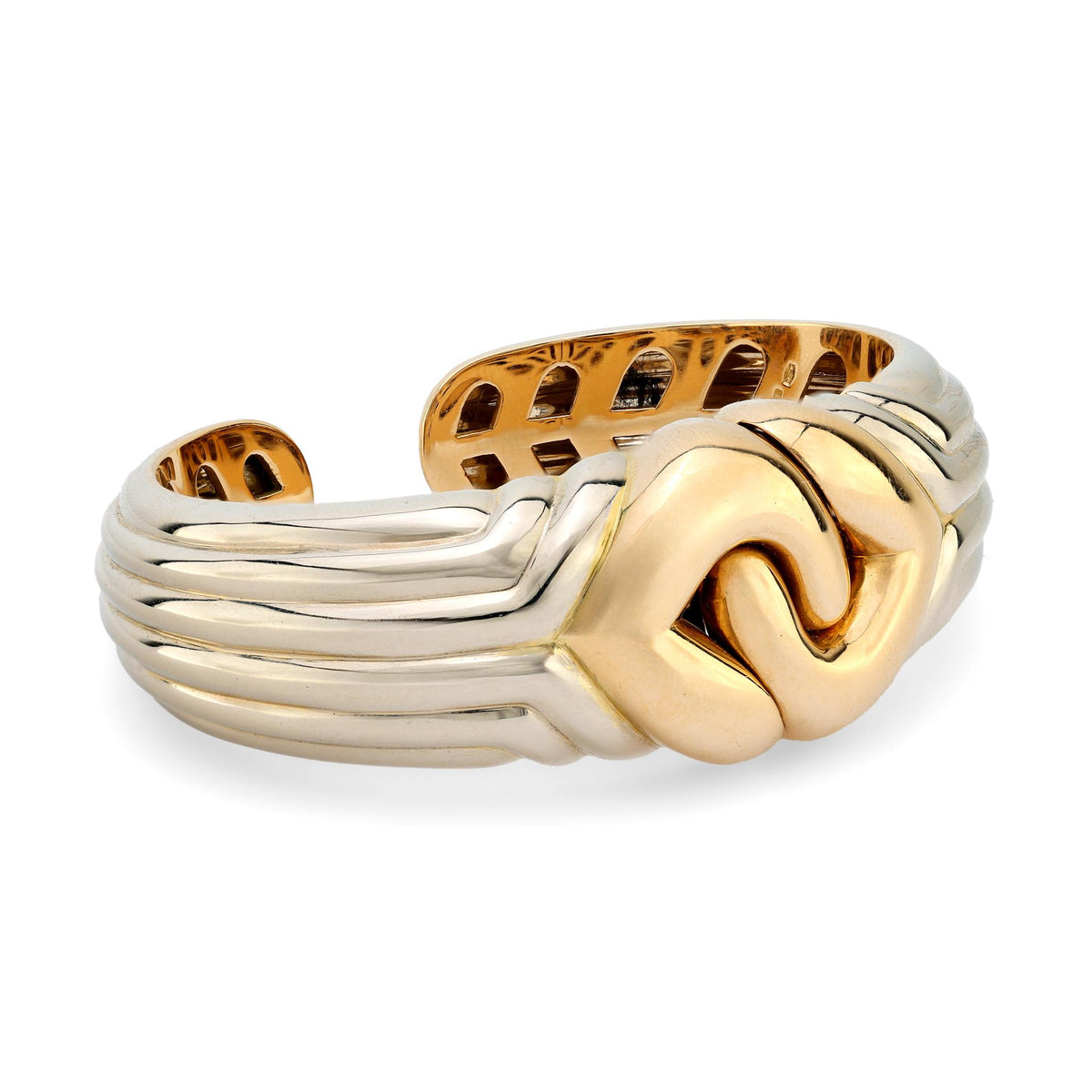 Bulgari 18k white and yellow gold cuff bracelet