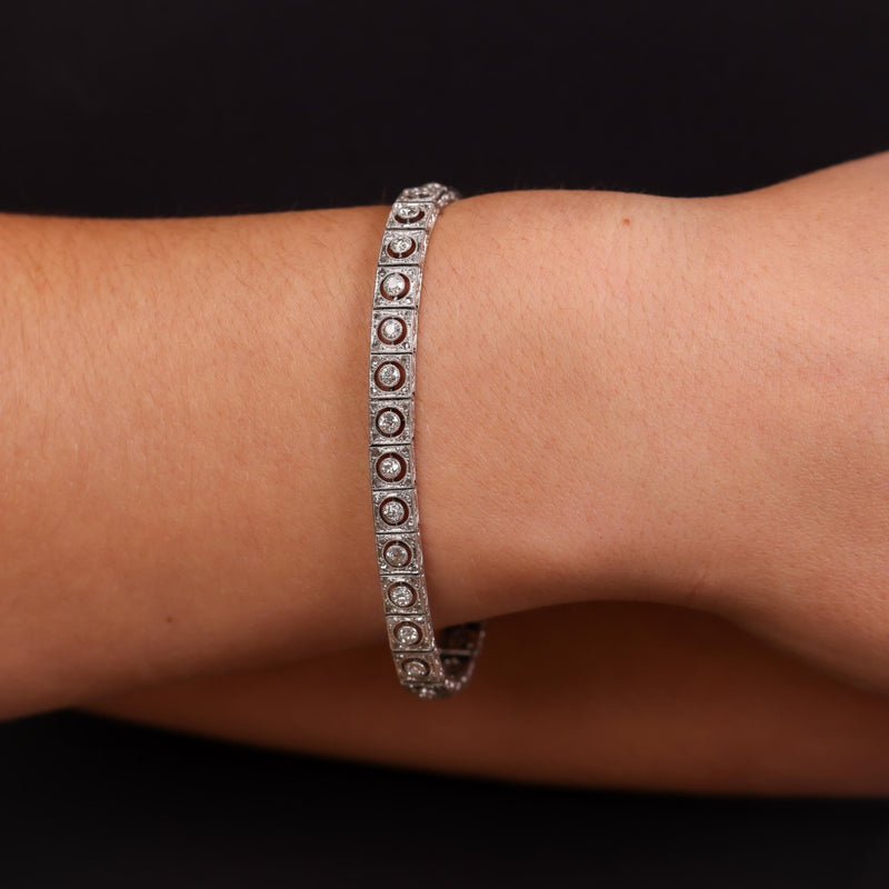 French Art Deco platinum diamond bracelet