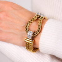 Pomellato French diamond 18k yellow and white gold rope bracelet