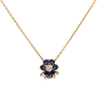 Mauboussin French sapphire diamond 18k yellow gold flower necklace