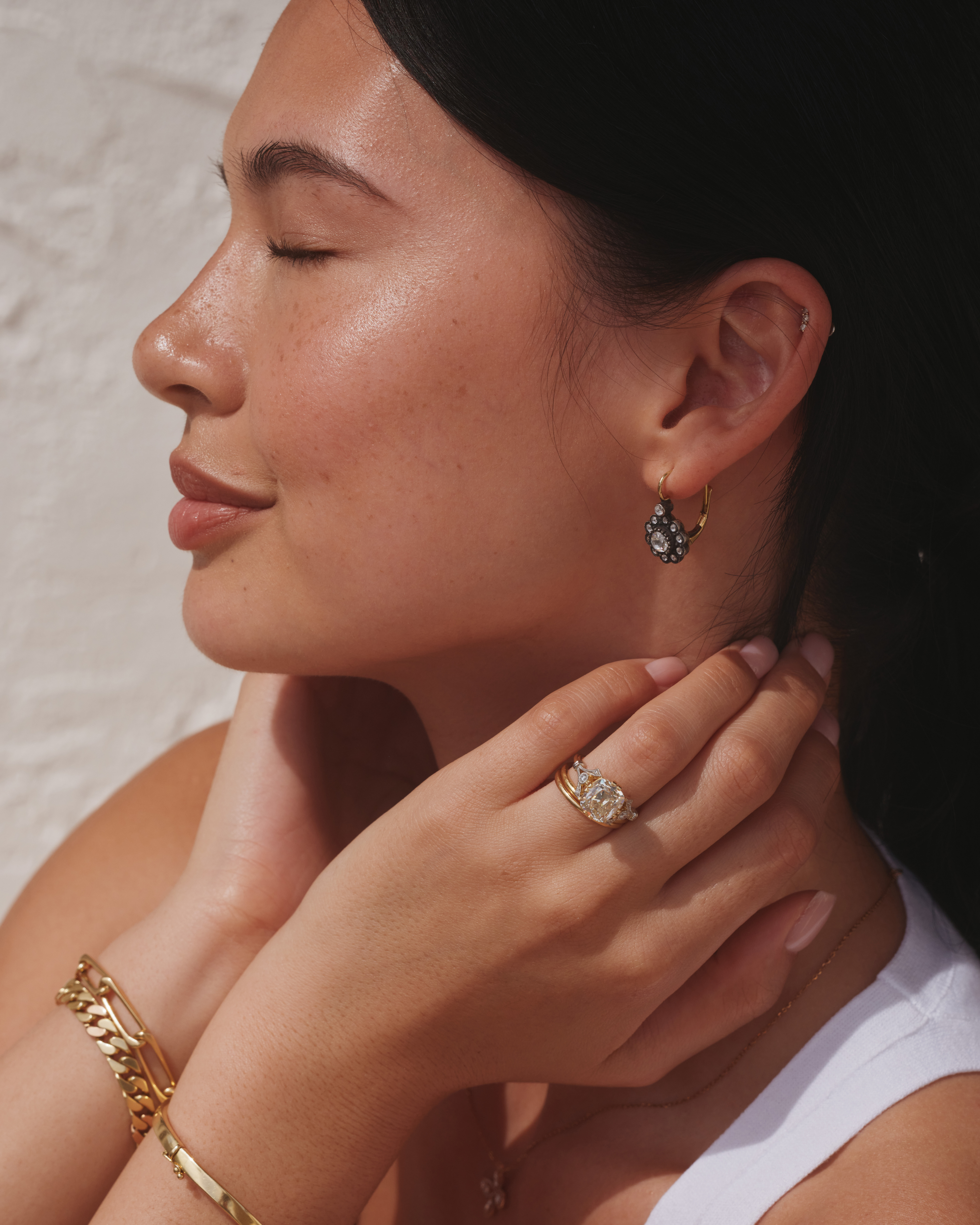 vintage engagement ring ophelia ring with earrings