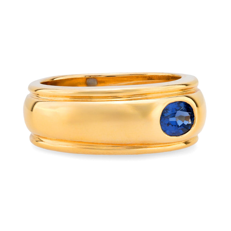 Boucheron sapphire 18k yellow gold solitaire band