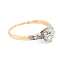 GIA 1.30 carat old European cut diamond 18k yellow gold engagement ring