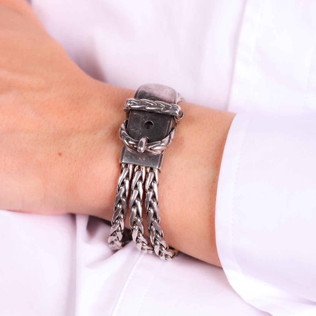 Hermes sterling silver Diane buckle bracelet