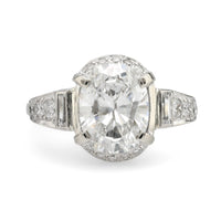 Art Deco GIA 2.21 carat oval cut diamond platinum ring