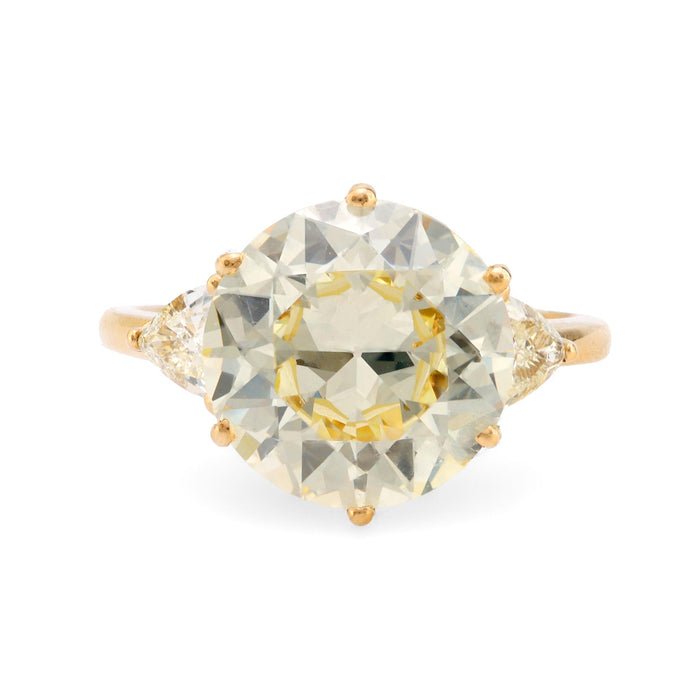 GIA 5.85 carat circular brilliant cut diamond 18k yellow gold engagement ring