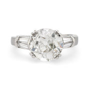 GIA 3.61 carat old European cut diamond platinum engagement ring