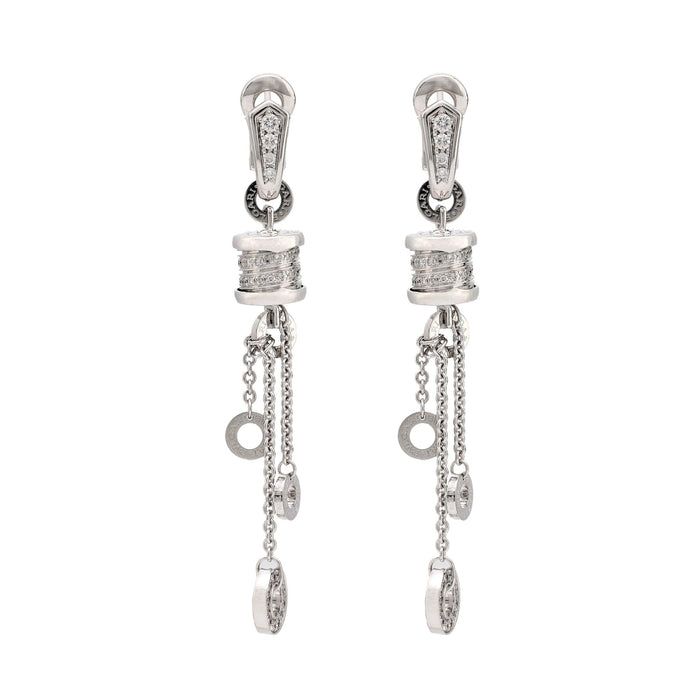 Bvlgari Italy diamond 18k white gold B.zero1 drop earrings