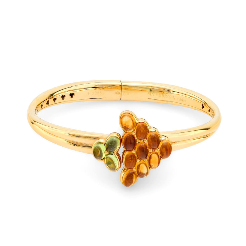 Mauboussin Paris 7.40 total weight gemstone 18k yellow gold bangle